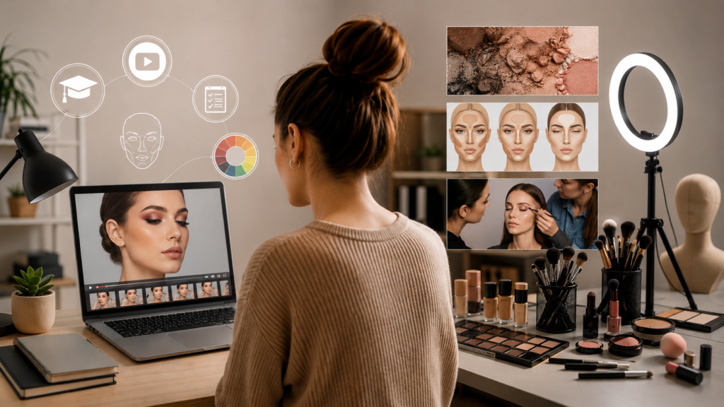 Corso Trucco Online Con Make-Up Artist Che Insegna Tecniche Professionali Di Make-Up