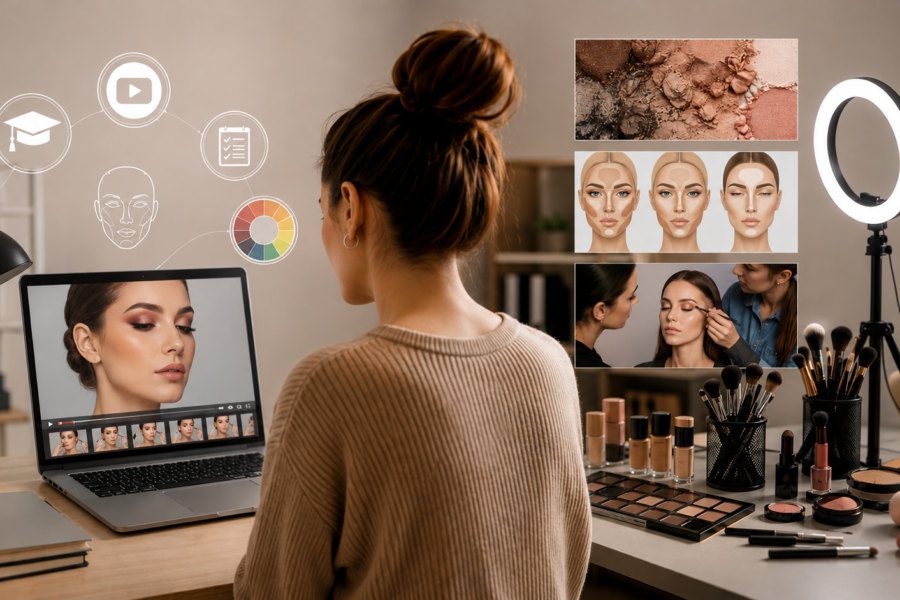Corso trucco online con make-up artist che insegna tecniche professionali di make-up